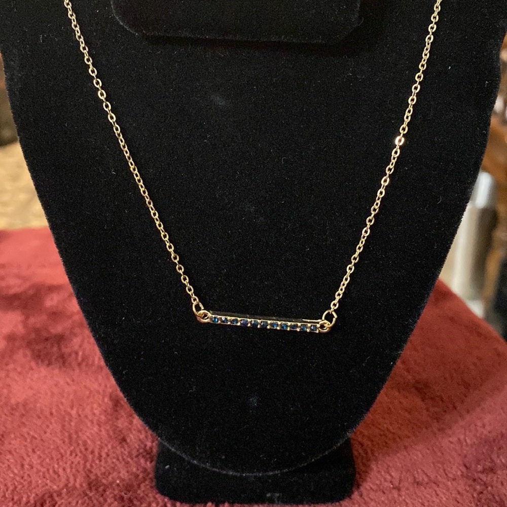 Gold Necklace with blue stones